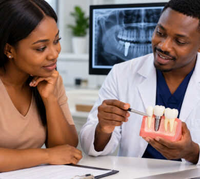 Dental implants cost in Nigeria during a dental consultation