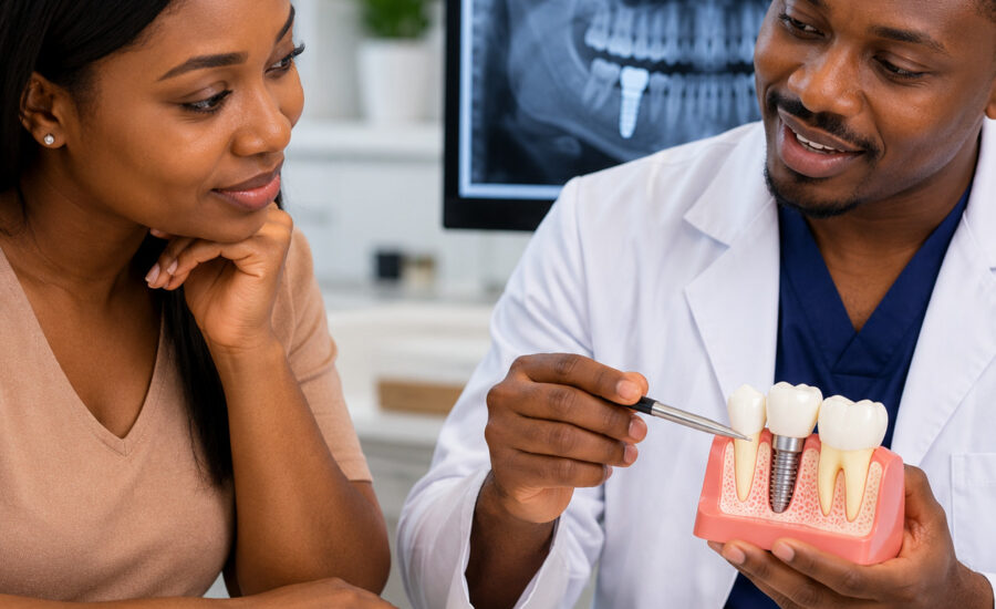 Dental implants cost in Nigeria during a dental consultation