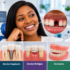 Tooth replacement options in Nigeria showing a dental implant, bridge and removable denture